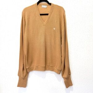 vintage unisex Christian Dior men's V-neck sweater tan/camel color L